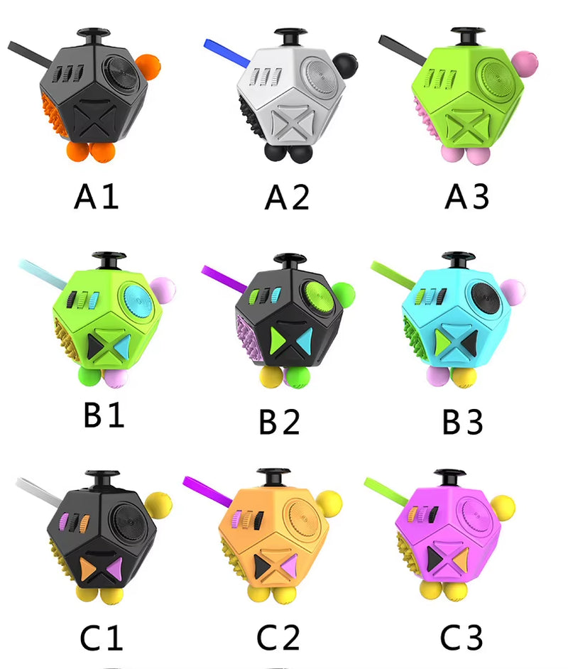 Fidget Cube EDC anti Stress Relief Toys Anxiety Antistress Sensory Fidgeting Dice Toy for Kids Adults Autism ADHD Focus 12 Sides